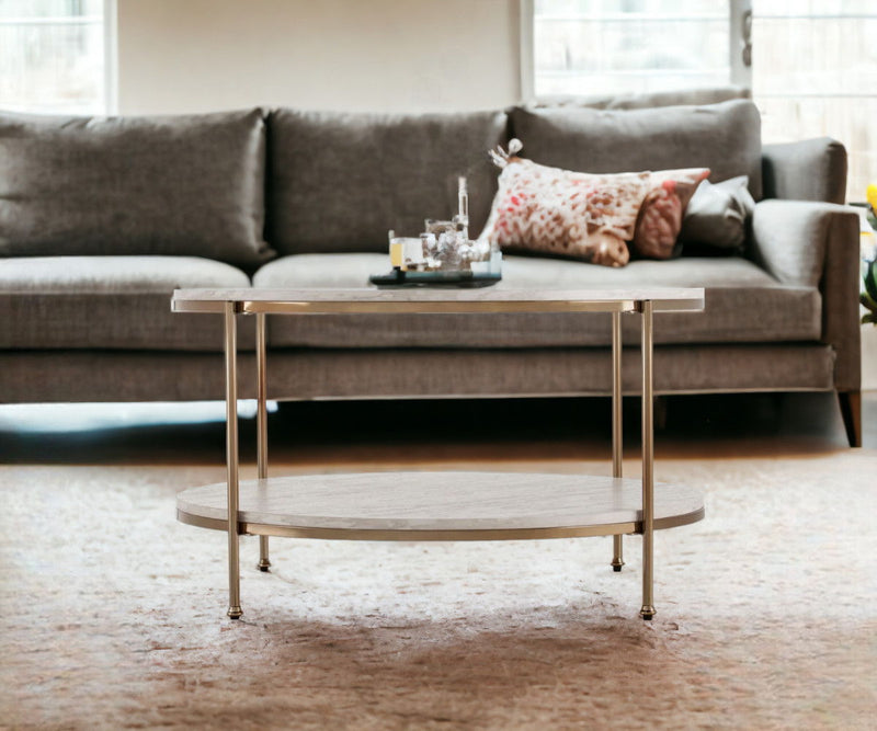 Solid Wood And Manufactured Wood And Metal Square Coffee Table - White