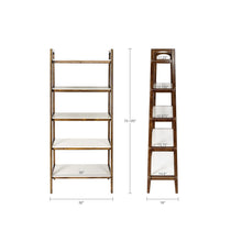 Load image into Gallery viewer, Mid - Century Design 5 Shelf Bookcase - Off White / Pecan
