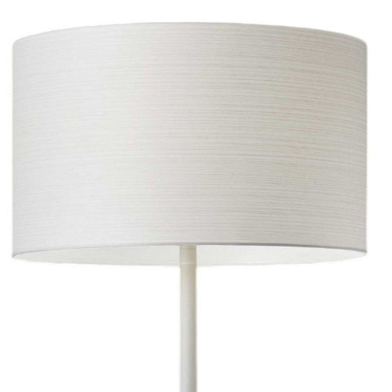 Metal Floor Lamp With White Drum Shade - White