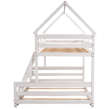 Load image into Gallery viewer, Twin over Full House Bunk Bed with Built-in Ladder,White
