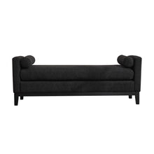 Load image into Gallery viewer, Elegant Upholstered Bench, Daybed, Ottoman With Wood Legs &amp; 2 Bolster Pillows - Black Boucle
