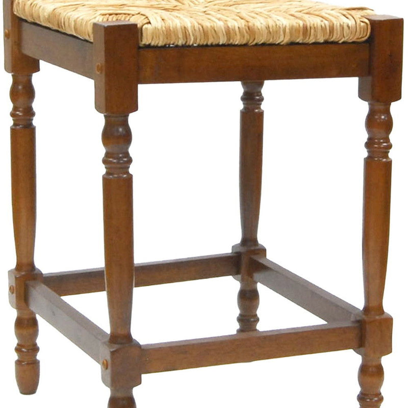 Backless Counter Height Bar Chair With Footrest 24" - Natural and Brown