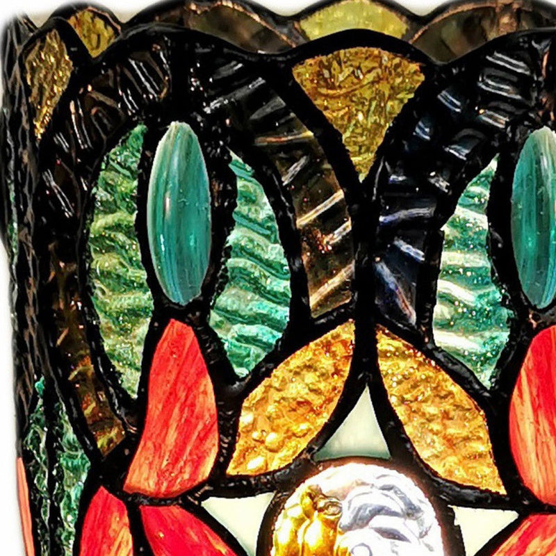 Mosaic Tile Stained Glass Accent Lamp - Beige And Orange
