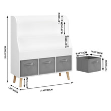 Load image into Gallery viewer, Bookshelf With 3 Bins, Storage Shelf For Toys And Books
