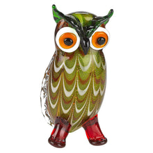 Load image into Gallery viewer, Murano Owl Figurine Tabletop Sculpture - Green / White
