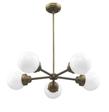 Load image into Gallery viewer, Five Light Metal Dimmable Chandelier With White Shades - Bronze / White
