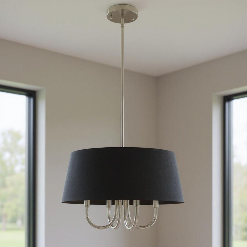 20'' Four Light Dimmable Chandelier With Shades - Nickel / Pearl Silver