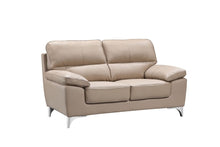 Load image into Gallery viewer, Faux Leather Love Seat - Silver / Beige
