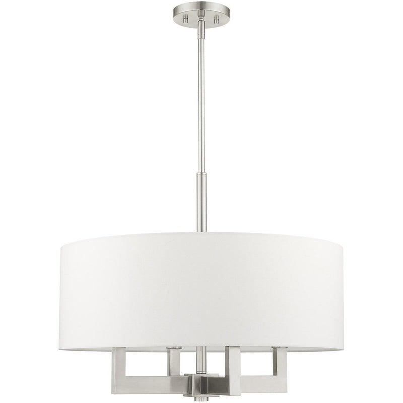22'' Four Light Dimmable Chandelier With Shades - Nickel