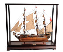 Load image into Gallery viewer, HMS Surprise 1796 Table Top Display Case Hand Painted Model Boat - Brown
