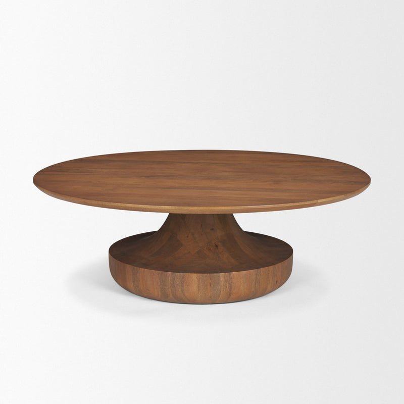 Round Pedestal Coffee Table - Brown