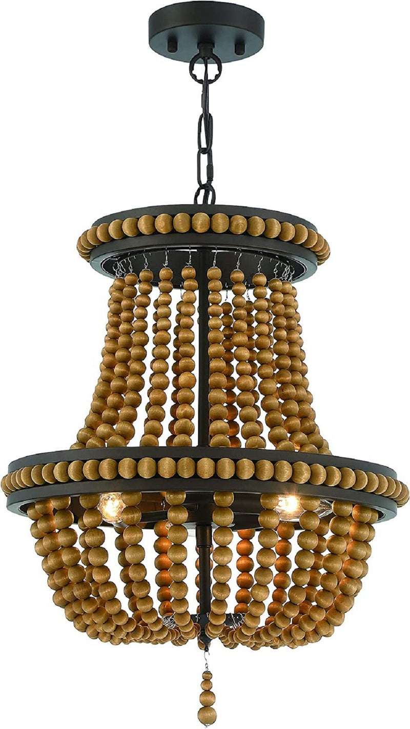 Candle Style Three Light Metal Dimmable Chandelier - Brown / Black