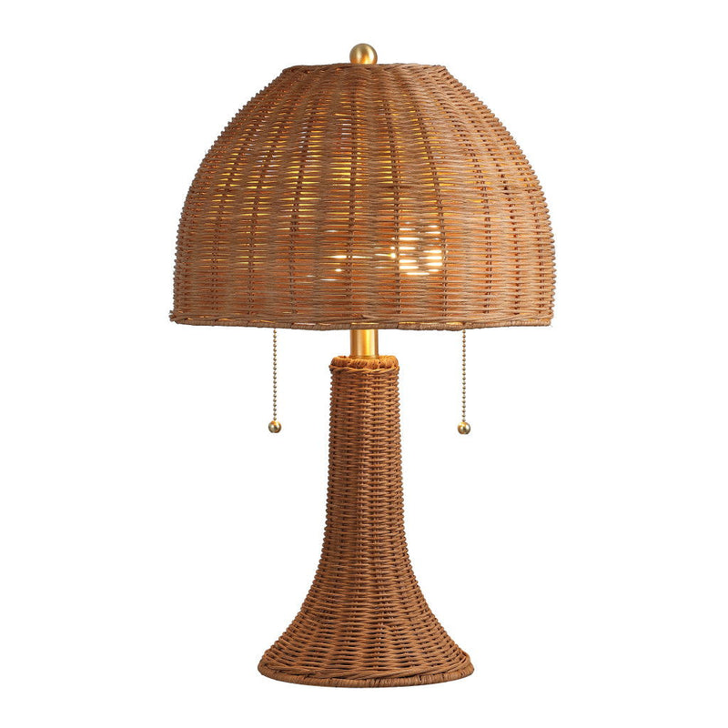 Lantern Bedside Lamp With Dome Shade - Dark Brown