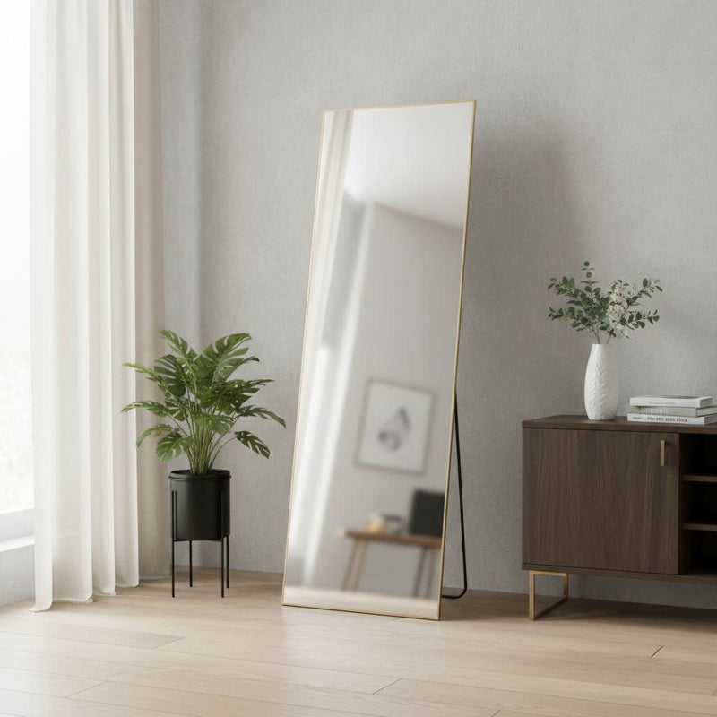 63" Metal Freestanding Framed Standing Mirror - Gold