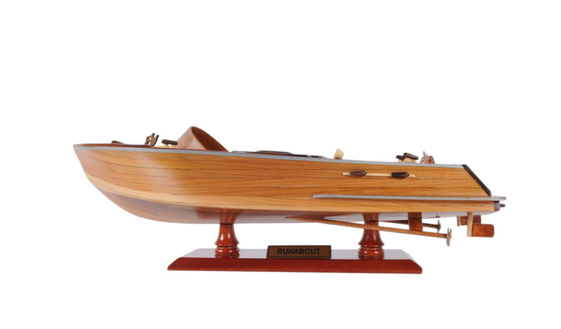 Hand Painted Runabout Canoe Model Boat - Brown
