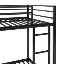 Load image into Gallery viewer, Twin over Twin Metal Bunk Bed, Low Bunk Bed with Ladder, Black(OLD SKU:WF282465AAB)
