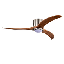 Load image into Gallery viewer, Flush Mount Fan Light, 3 Blades Ceiling Fan With Lights Remote Control, Quiet DC Motor, 6 Speed - Nickel
