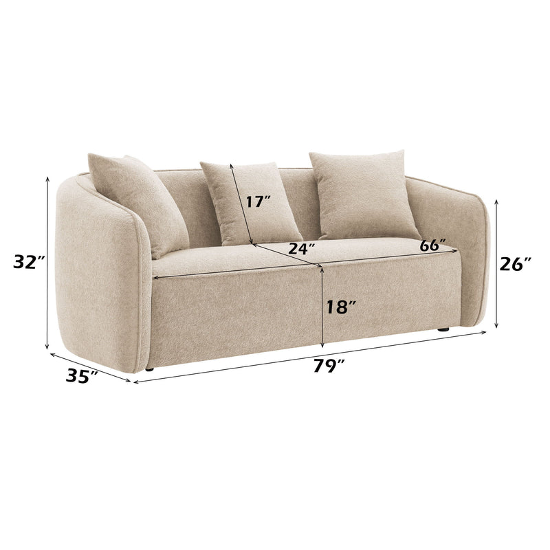 Keith - Sofa With 3 Pillows, Living Room Seating - Beige