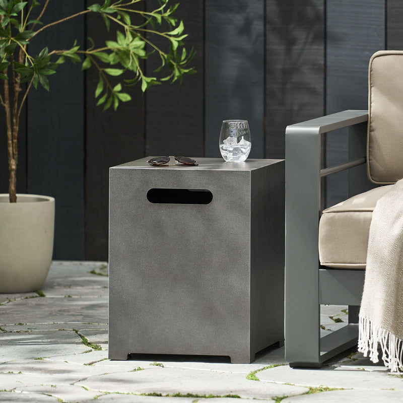 Modern Tank Holder Side Table With Powder Coated Frame
