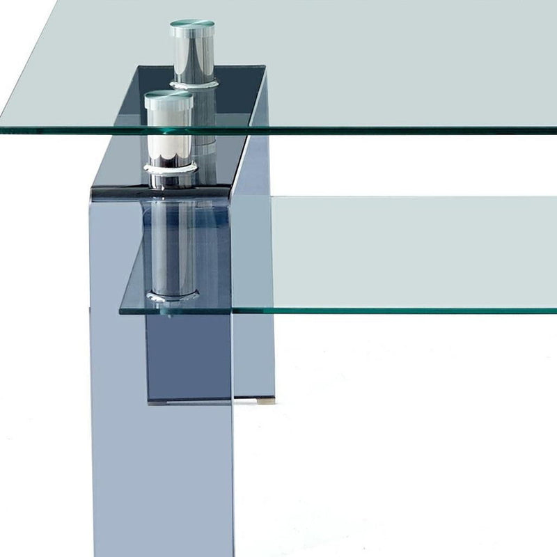 39" Glass Coffee Table With Shelf - Clear And Black