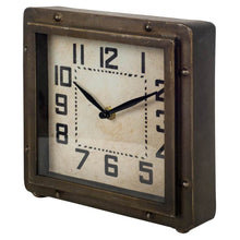 Load image into Gallery viewer, Square Toned Desk Table Clock With Traditional Numbers Hands - Bronze / Black
