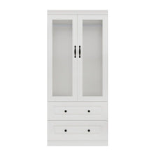 Load image into Gallery viewer, 71" Wood Two Door Two Drawer Combo Dresser - White
