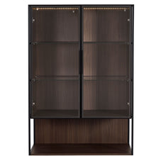 Load image into Gallery viewer, Modern Minimalist Tall Lighted Display Cabinet With Tempered Glass Door - Black / Dark Walnut
