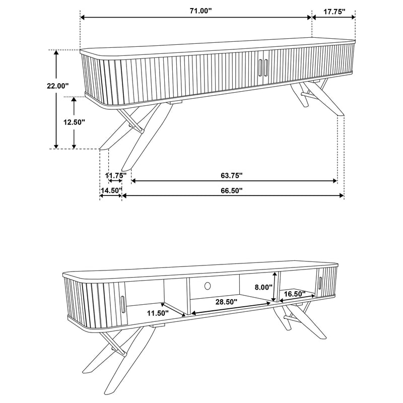 Stewart - TV Stand With Sliding Doors - Walnut