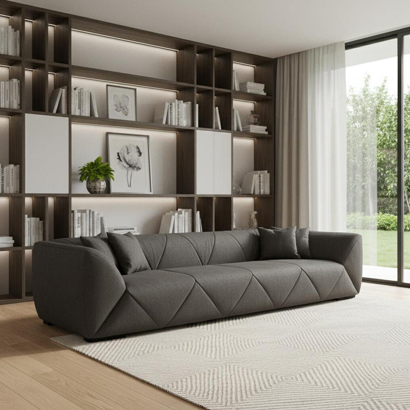 Nubuck Leather Sofa - Dark Gray