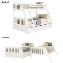 Load image into Gallery viewer, TOPMAX Solid Wood Twin Over Full Bunk Bed with Two Storage Drawers, White
