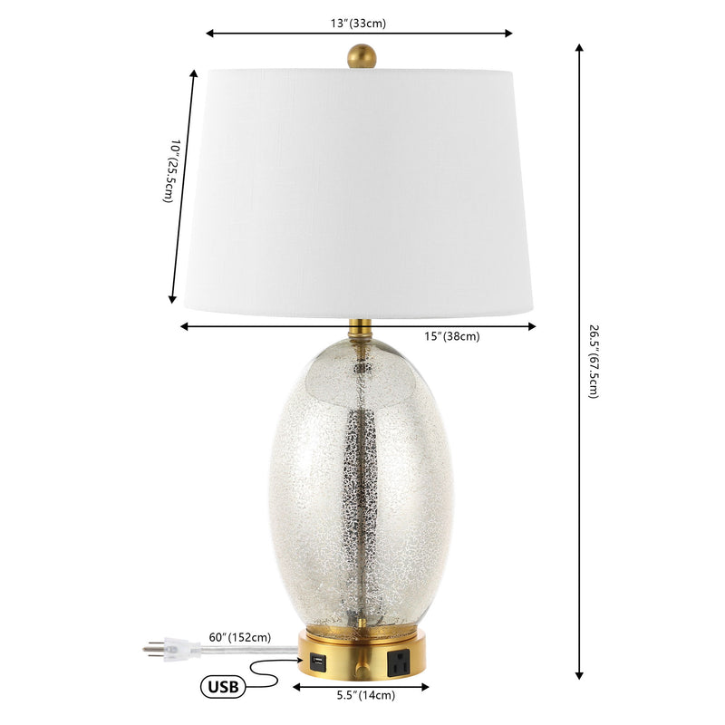27" Novelty Table Lamp LED With Empire Shade - Silver