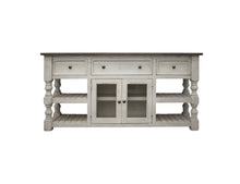 Load image into Gallery viewer, Solid Wood, Open Shelving Distressed TV Stand - Ivory
