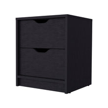 Load image into Gallery viewer, 16.1" x 14.3" Two Drawer Faux Wood Nightstand - Black
