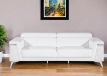 Load image into Gallery viewer, 89" Italian Leather Sofa With Silver Legs - White
