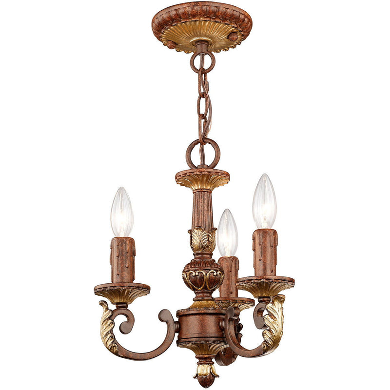 13" Three Light Metal Dimmable Chandelier With Shades - Bronze