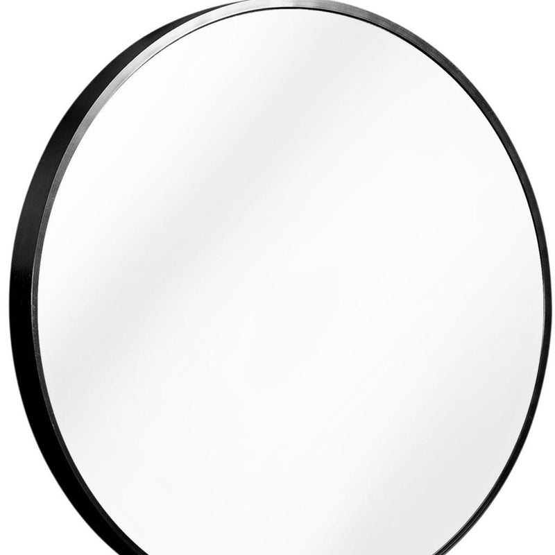 27" Aluminum Round Framed Accent Mirror - Black