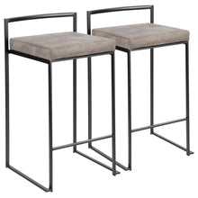 Load image into Gallery viewer, Fuji - Contemporary Stackable Counter Stool (Set of 2) - Black / Stone
