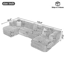 Load image into Gallery viewer, Modular Sectional Sofa, Boneless Couch With 2 Movable Ottomans
