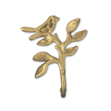 Load image into Gallery viewer, 5" Cast Iron Bird Wall Hook - Antiqued Gold
