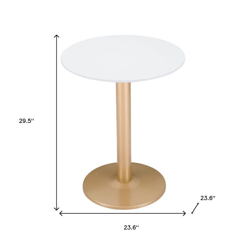 Round End Table - Gold And White