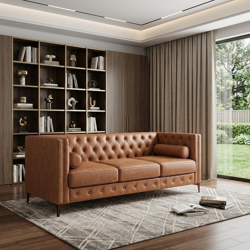 Faux Leather Sofa (762864) - Brown