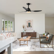 Load image into Gallery viewer, Ceiling Fan With Light, 3 Blades, Remote Control, 6 Speed Reversible DC Motor For Living Room - Black
