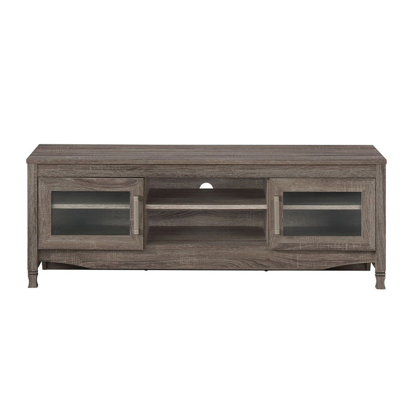 Wood Enclosed Open Storage TV Stand (724158) - Gray