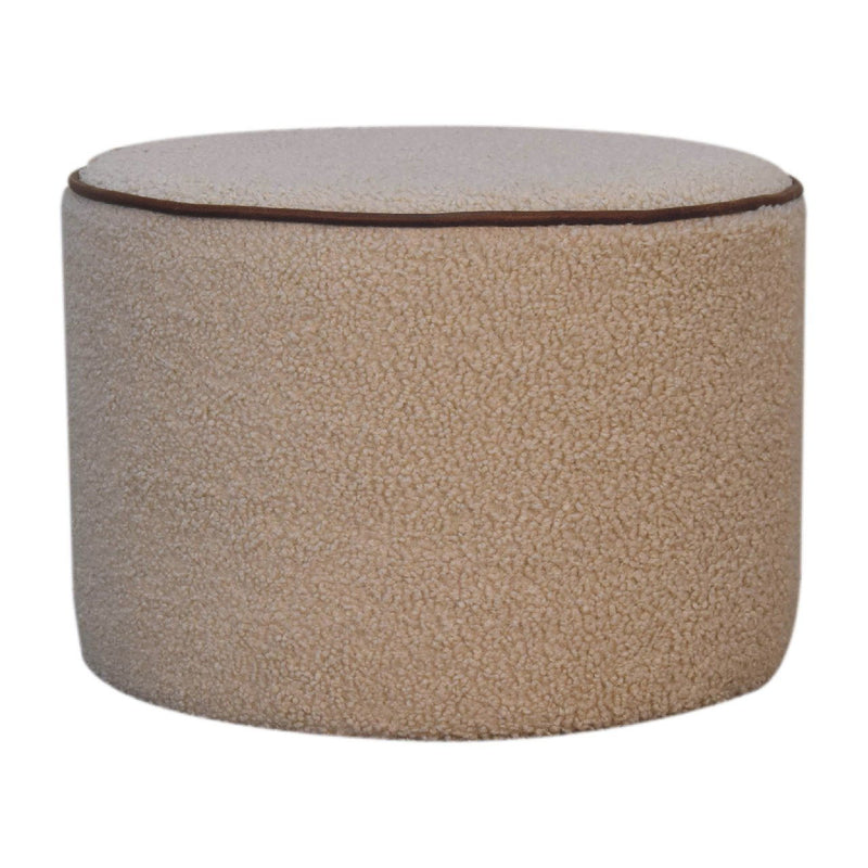 Boucle Round Footstool - Cream