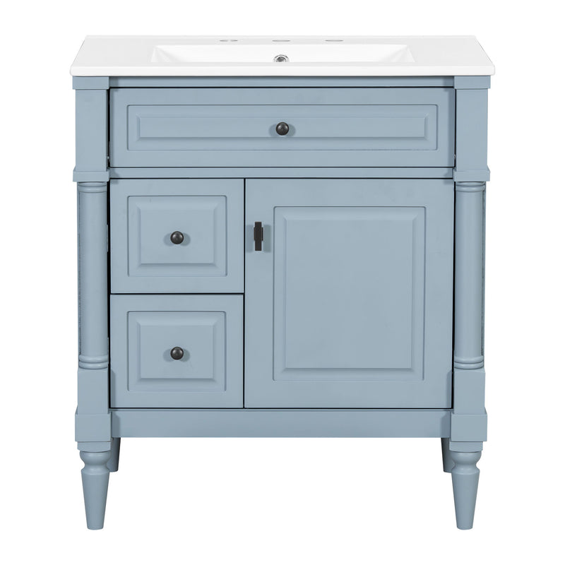 Modern Bathroom Vanity With Sink, Freestanding Cabinet With Flip Drawer & Adjustable Shelf