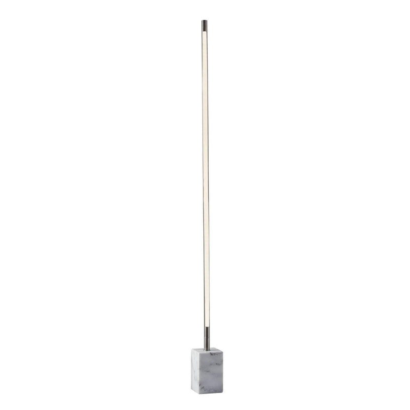 Minimalist Ambient Glow Led Floor Lamp With Dimmer In Brushed Steel And White Marble - Silver