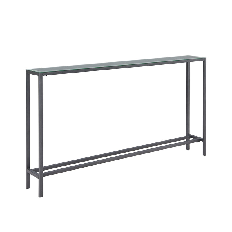 Gunmetal Mirrored Glass Console Table - Silver