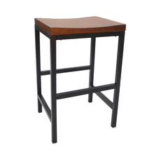 Load image into Gallery viewer, Backless Counter Height Bar Chair With Footrest 24" - Chestnut Brown and Black
