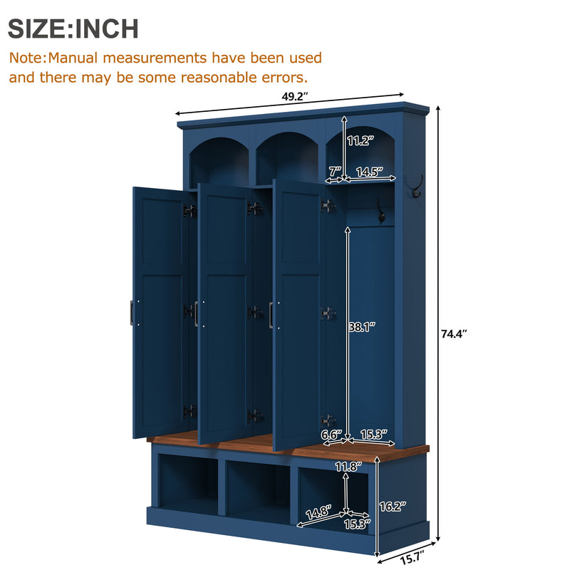 Classic Arched Design Hall Tree With 3 Hidden Storage