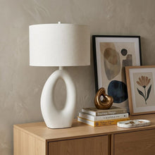 Load image into Gallery viewer, 31" White Novelty Table Lamp With Drum Shade
